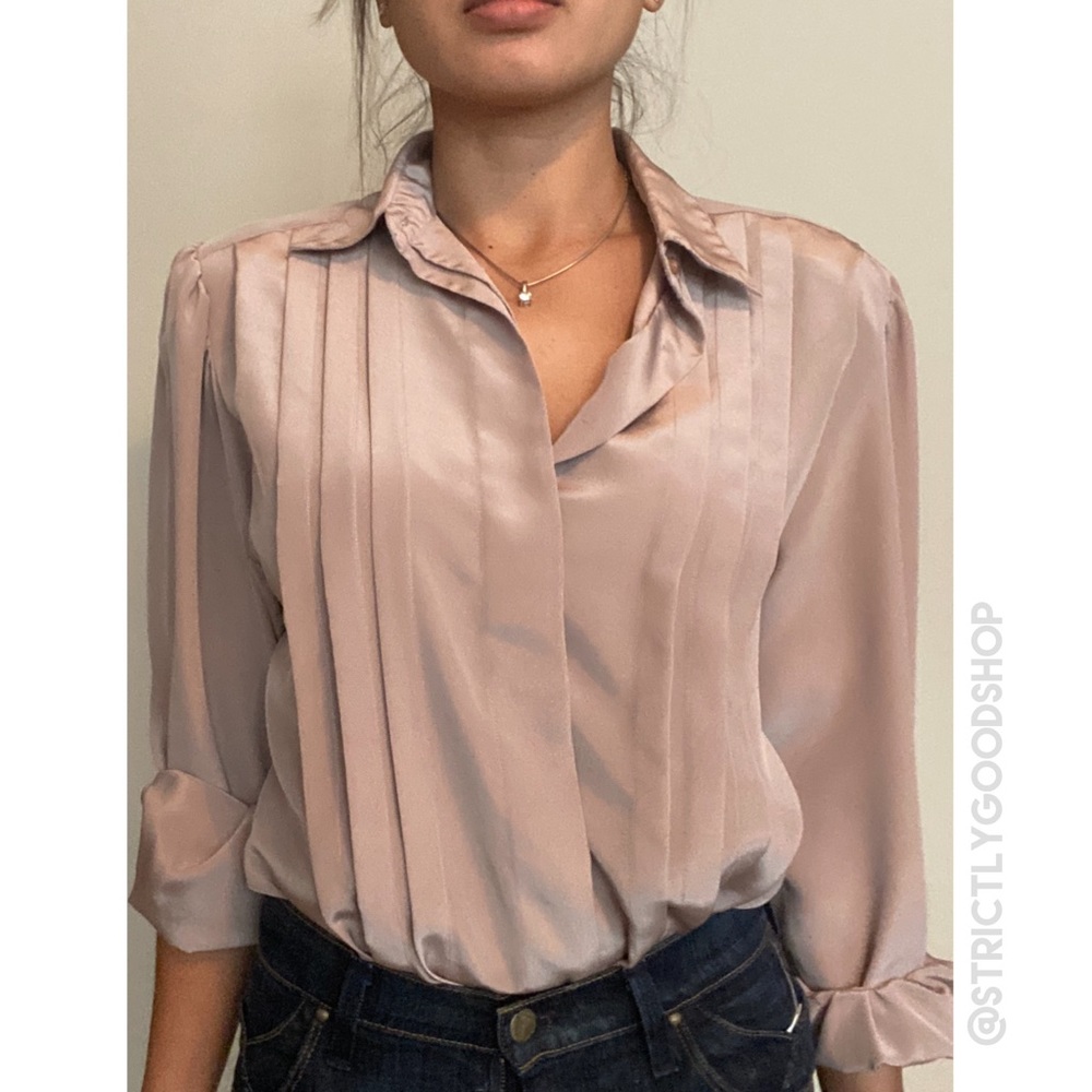 Vintage Brian and David Ivory Pleated Blouse